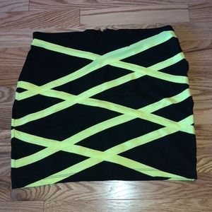 pencil skirt with neon stripes